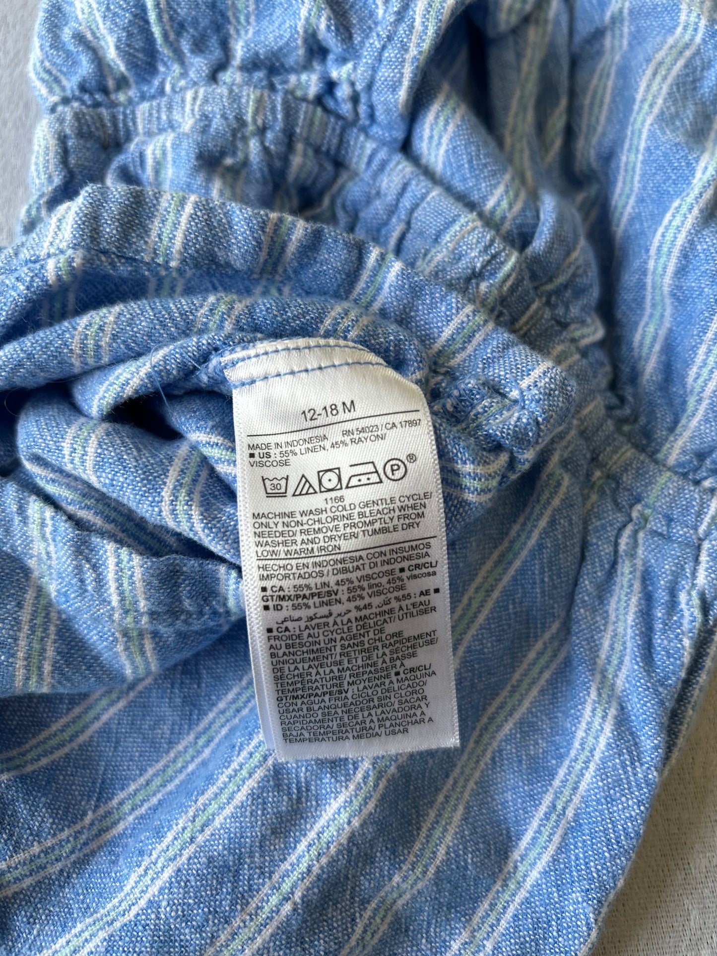 Blue Striped Linen Romper | Old Navy