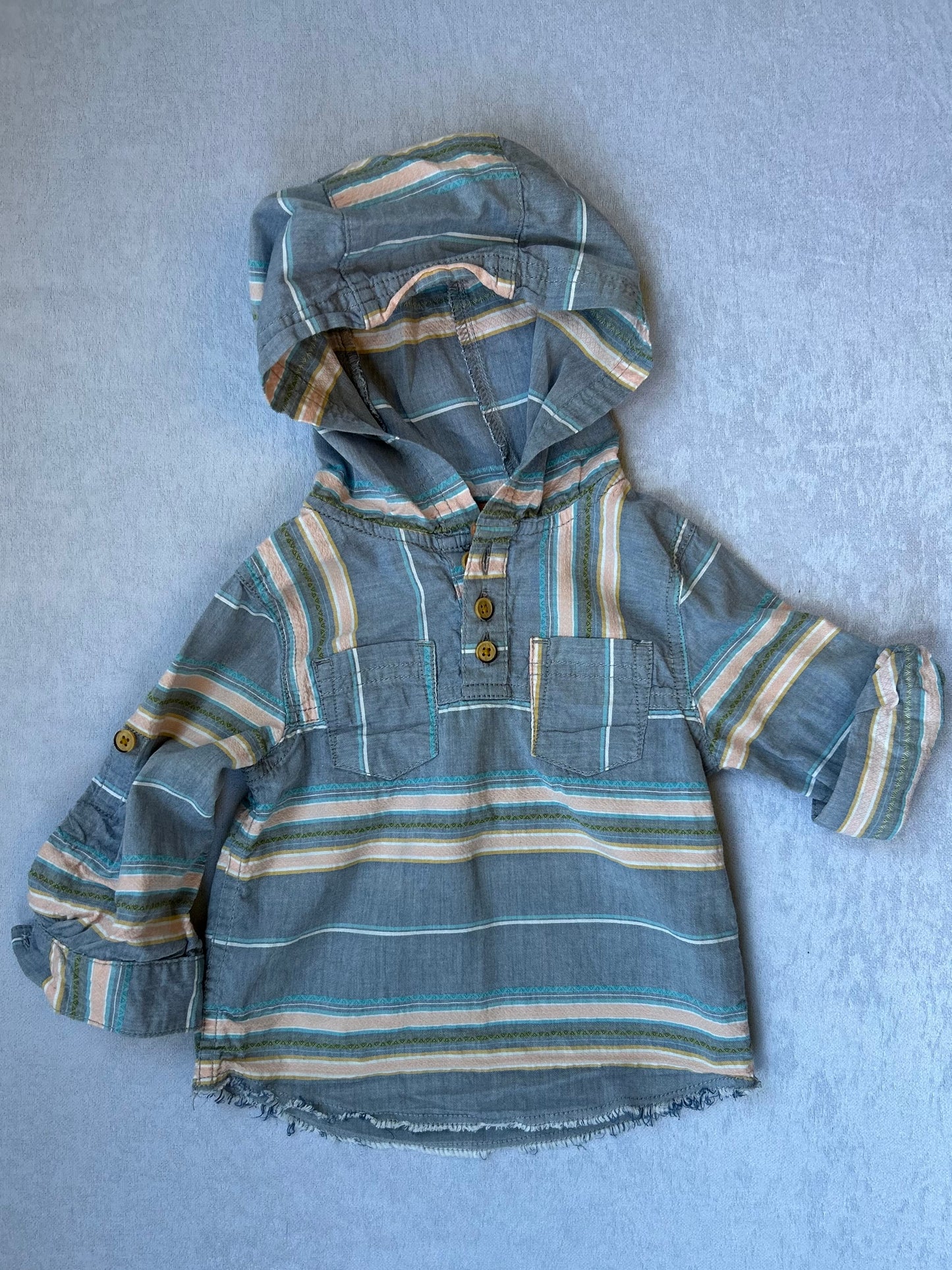 Striped Hooded Shirt
