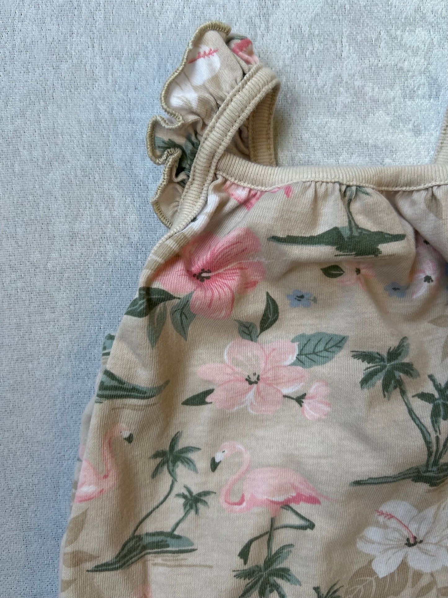 Cream & Pink Flamingo Romper