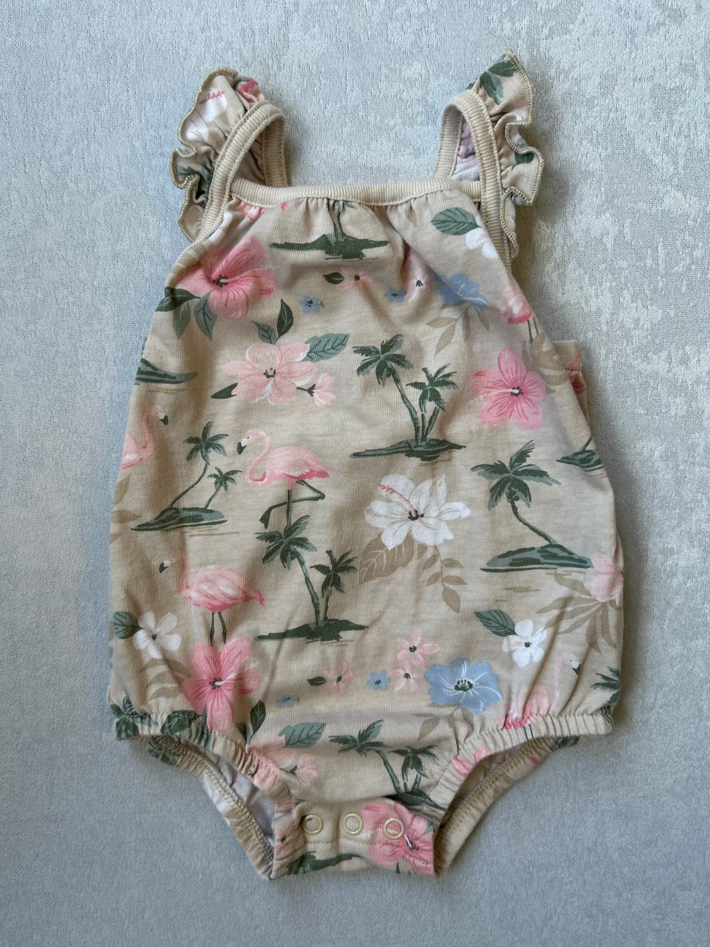 Cream & Pink Flamingo Romper