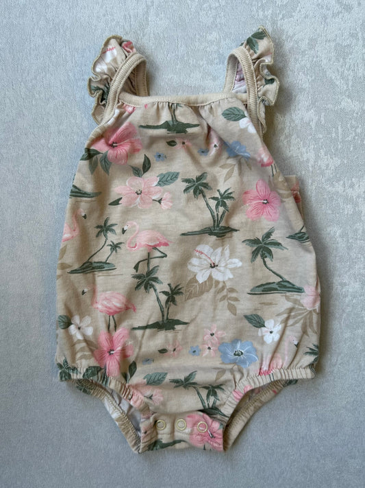 Cream & Pink Flamingo Romper